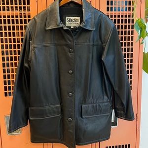 Selection Leathers Modd Peau Black leather coat. Size medium. Excellent cond.